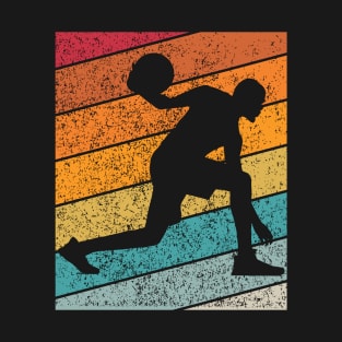 Basketball Outdoor Sports Retro Sunset Design T-Shirt