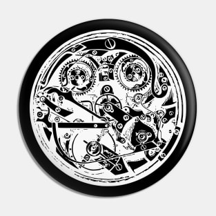 White Pocket Watch Clockwork Pin