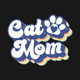 Retro Cat Mom - Cute Cat Paws - Cat Owner & Cat Lover Gift For Women T-Shirt