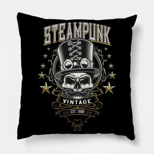 Steampunk Vintage Skull Pillow