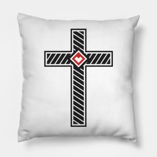 Cross of Jesus Christ with a heart in the center Pillow