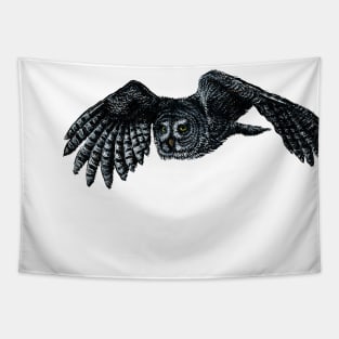 Great Grey Owl in flight Tapestry