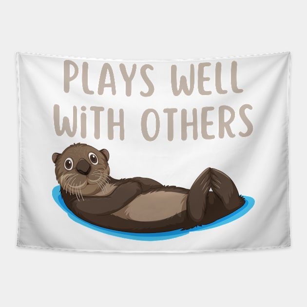 Plays Well With Otters Tapestry by HobbyAndArt