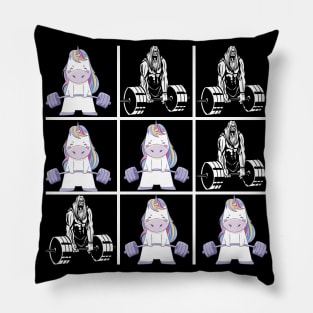 Tic Tac Toe Unicorn vs. Bodybuilder Pillow