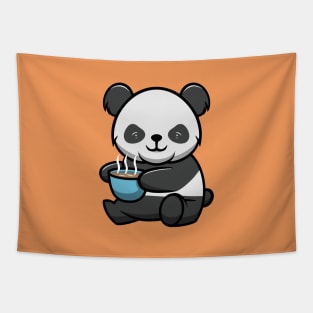 Cute Panda with hot chocolate in valentine day Tapestry