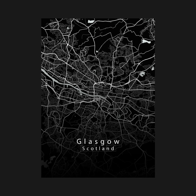 Glasgow Scotland City Map dark by Robin-Niemczyk