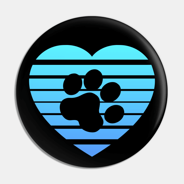 Cat Paw Heart Valentine - Light Blue Gradient Pin by skauff