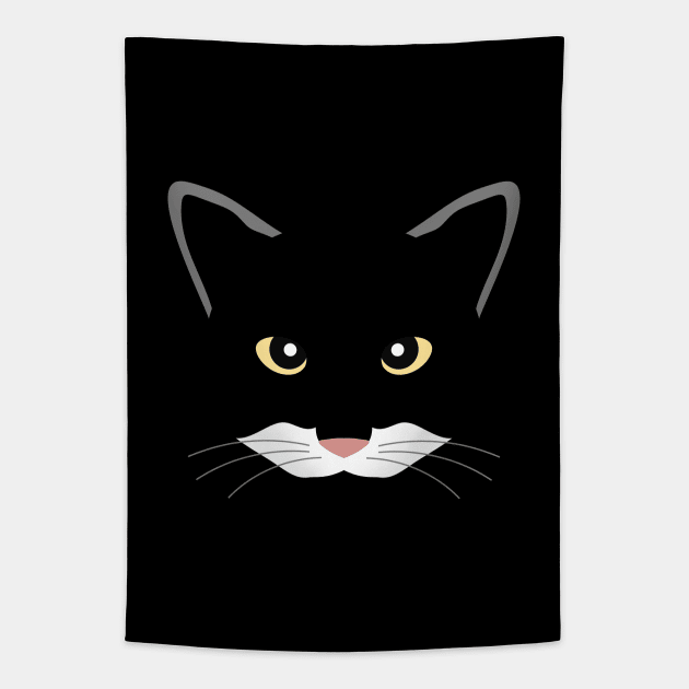 Black Cat Face Silhouette Tapestry by inotyler