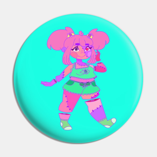 Pastel Patchwork Zombie Pin by babyshoujo