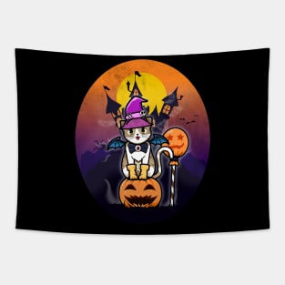 Halloween Kawaii Witch Cat Cute Tapestry