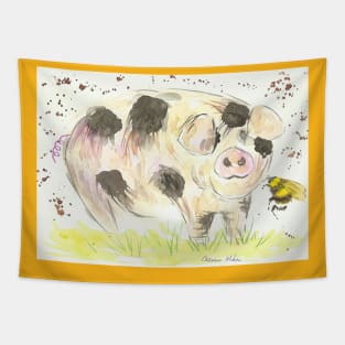 Spotty Pig and an annoying Bumble bee Tapestry