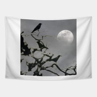 Crows Under A Full Moon Tapestry