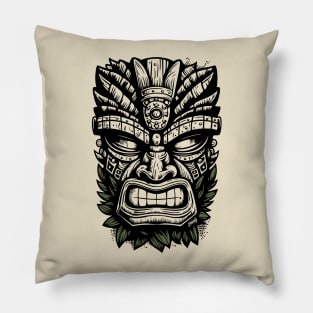 Ward Off Evil with this Island Tiki Mask Design by gnarly Pillow