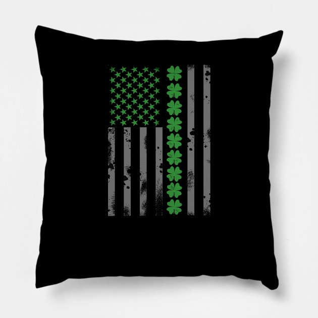 St Patrick's Day Irish American Flag Gift Pillow by TabbyDesigns