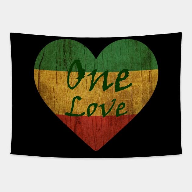 One Love, Reggae, Rastafarian Tapestry by alzo