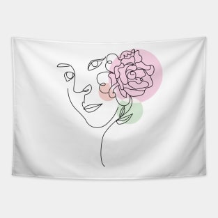 abstract lady, line art woman Tapestry