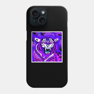 the zodiac tiger in deep purple ecopop mandala pattern wallpaper Phone Case