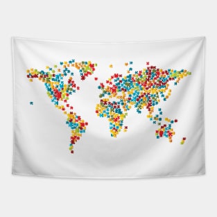 Puzzle Pieces World Map Tapestry