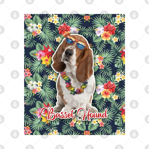 Basset Hound Summer Funky Hawaiian, Hawaii Style, Dog Personalized Hawaiian by Hoahip