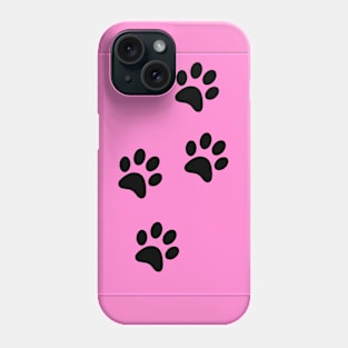 Black Paw-prints on a Pink surface Phone Case