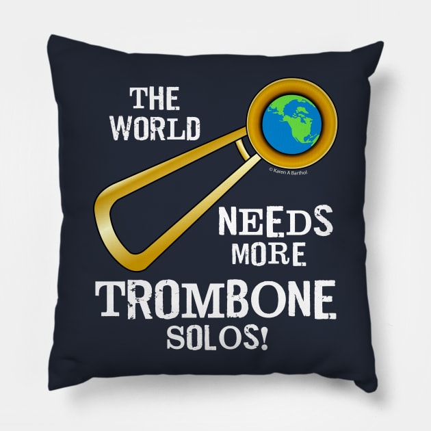 Trombone Solos White Text Pillow by Barthol Graphics