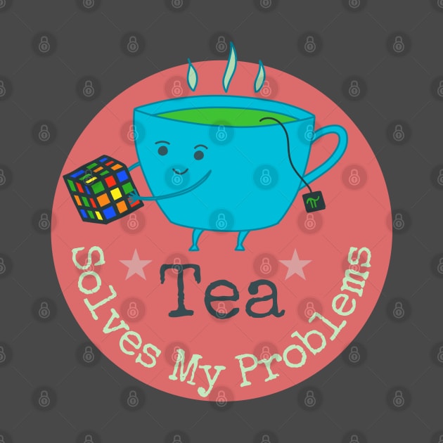 Tea Solves My Problems - cute cup of tea with Rubik cube by Green Paladin