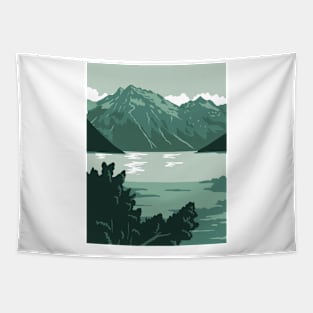 Lake Clark National Park and Preserve in Anchorage Alaska United States WPA Poster Art Color Tapestry