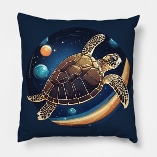 Sea Turtle in Outer Space Pillow