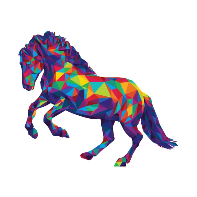 Rainbow Geometric Horse Rearing by polliadesign