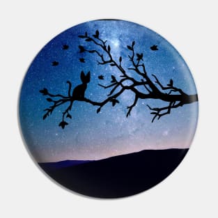 Black Cat Galaxy On The Tree - Love Cats Pin