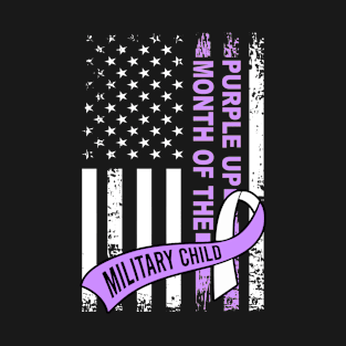 Purple Up Military Child Month USA Flag T-Shirt