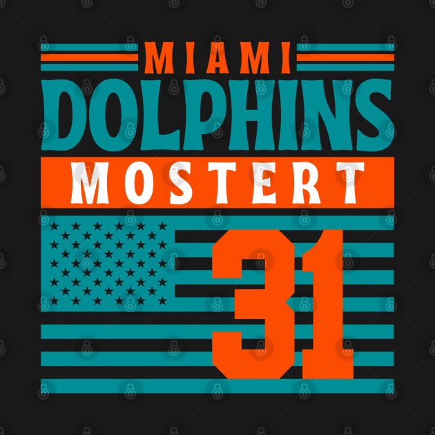 Miami Dolphins Mostert 31 American Flag Football by Astronaut.co