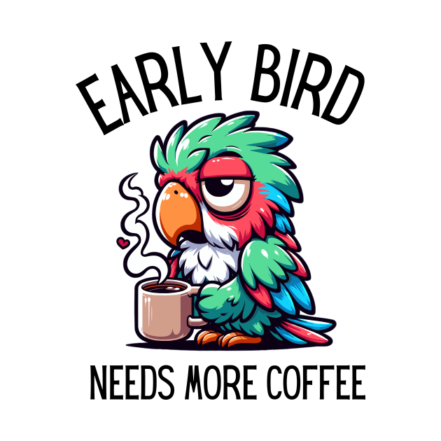 Sleepy Parrot Morning Coffee Lover by DefineWear
