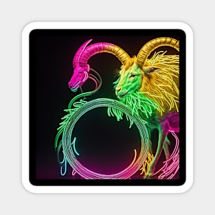 neon capricorn Magnet