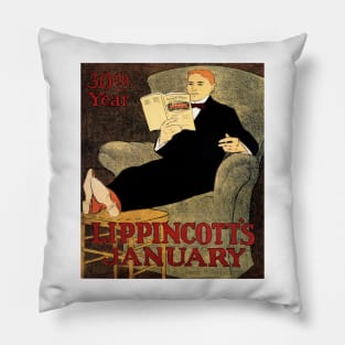 LIPPINCOTT'S JANUARY Magazine Cover Vintage 1910s American Publication Advert Pillow