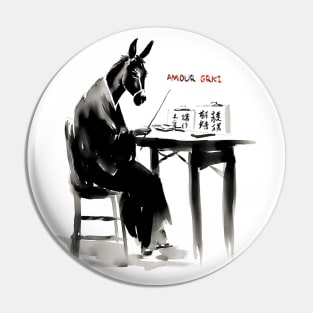 Wise Donkey Japanese Poet Pin