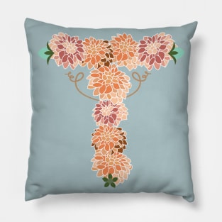 Letter T Floral Pillow