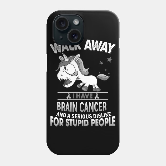 funny brain cancer grumpy unicorn warrior Phone Case by TeesCircle