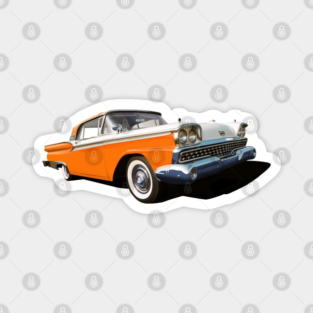 1959 Ford Galaxie in orange Magnet by candcretro