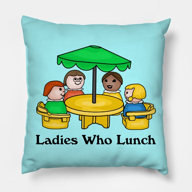 Little Ladies Who Lunch Pillow by Slightly Unhinged