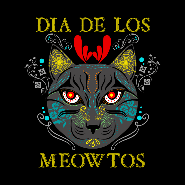 Dia De Los Meowtos Sugar Skull Cat by teepartee