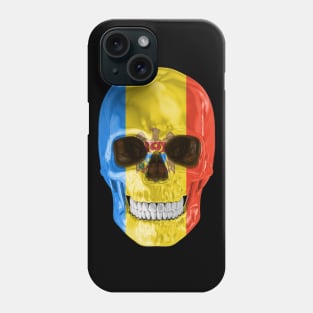 Moldova Flag Skull - Gift for Moldovan With Roots From Moldova Phone Case