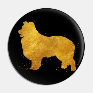 Border collie golden art Pin