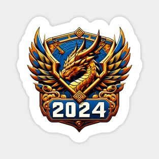 Wooden Gold Blue Dragon 2024 No.3 Magnet