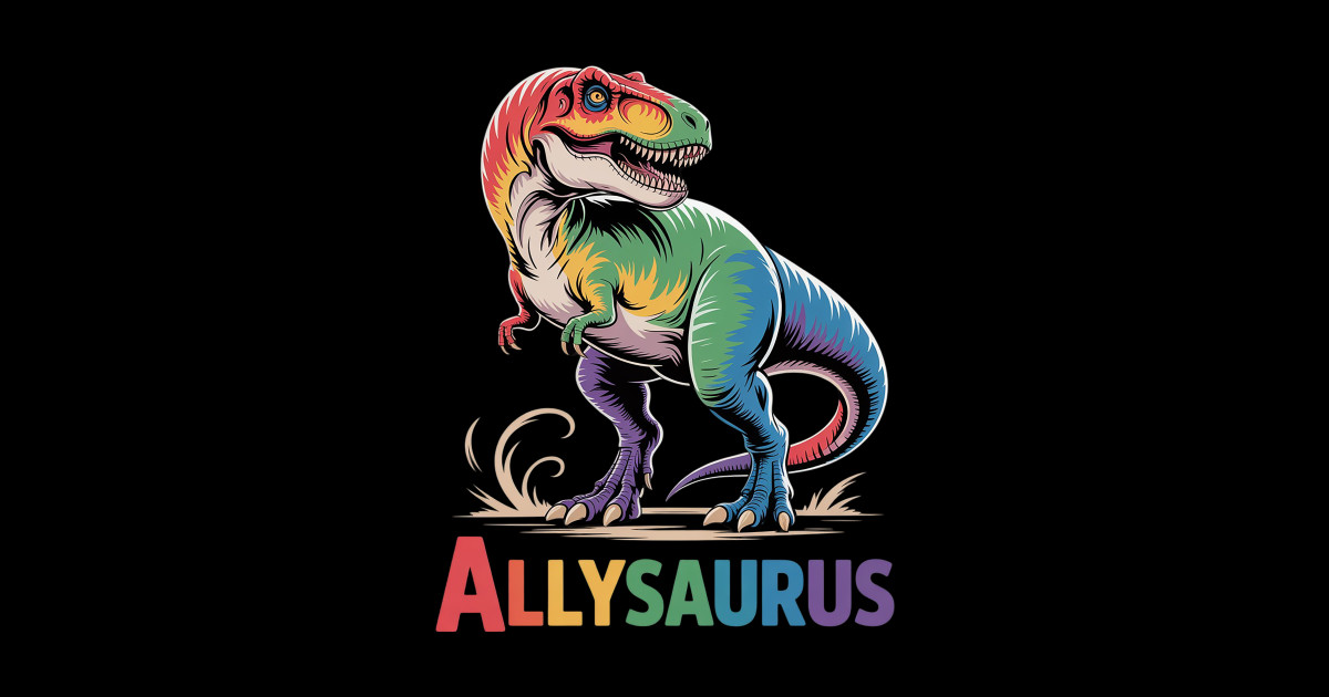 Dinosaur T Rex LGBT Gay Pride Flag Allysaurus Ally Men Boy - Dinosaur T ...