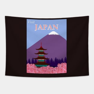 Japan Travel and Tourism Advertising Cherry Blossom Print Tapestry