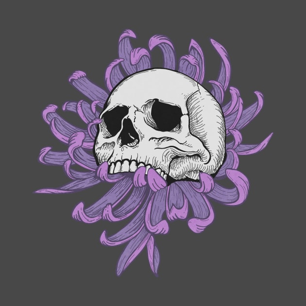 Chrysanthemum Skull Whimsigoth Design by rosiemoonart