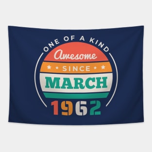 Retro Awesome Since March 1962 Birthday Vintage Bday 1962 Tapestry