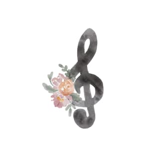 Treble Clef Watercolor Floral T-Shirt