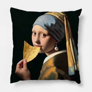 Pearl Earring Tortilla Chip Fiesta Tee - National Tortilla Chip Day Pillow